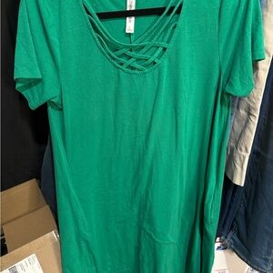 Women's Green Crisscross Neck dress